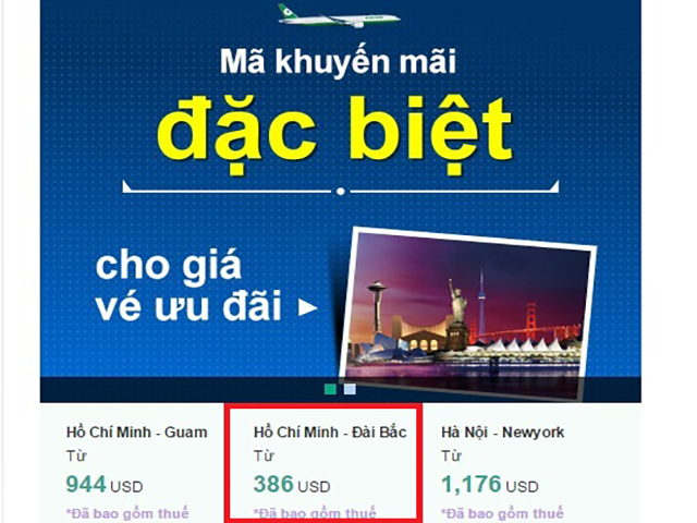 Giá vé đặc biệt của EVA Airways đi Đài Bắc